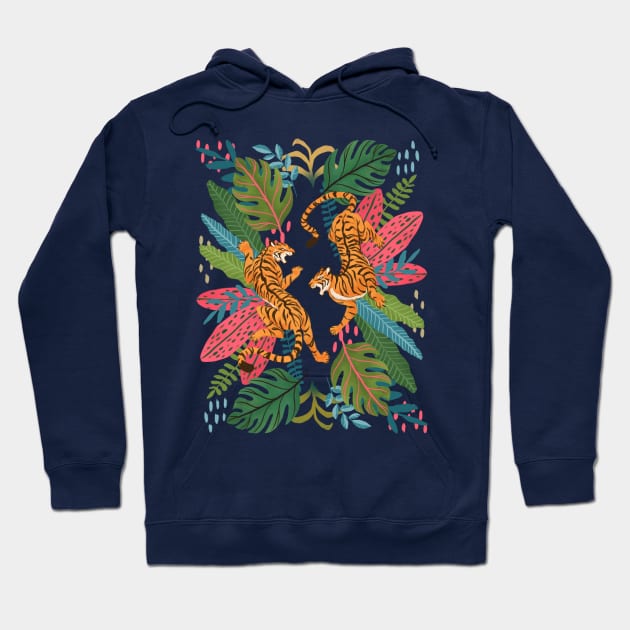 Jungle Cats - Roaring Tigers Hoodie by Serena Archetti